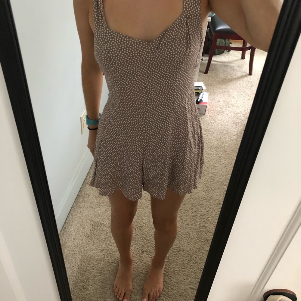 Urban Outfitters Light Brown Polka-dotted Romper